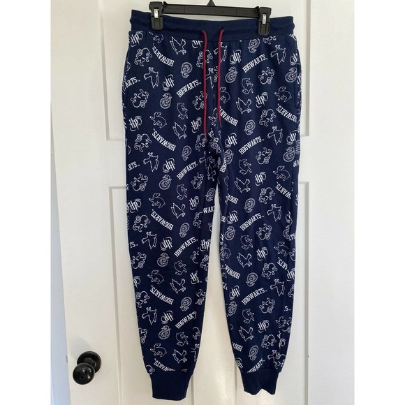 Harry Potter Hogwarts Sweat Pants Drawstring Front Size Large EUC blue and white - Picture 2 of 8